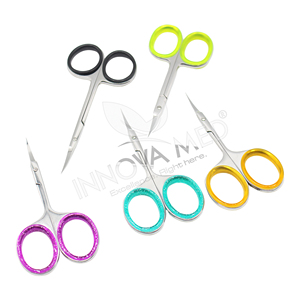 Ciseaux à cuticules manucure pédicure ciseaux poignée colorée argent lame droite ciseaux à cuticules gravure de logo personnalisé - Product Image 1