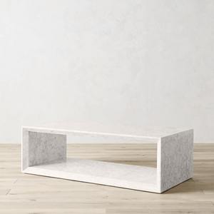 Mesa de centro de mármol de moda lujosa, centro de mesa de piedra blanca con parte superior redonda moderna con patas únicas, diseño de mármol elegante para hogares - Product Image 6