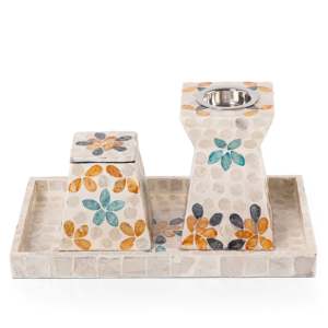Charming Incense Burner Set With Mother Of Pearl <b>Box</b> Handmade Colorful Floral Burner Holder Thoughtful <b>Ramadan</b> Burner <b>Gift</b> Idea - Product Image 3