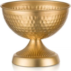 Elegante cuenco de pedestal dorado martillado con base de pedestal recién llegado centro de mesa decorativo para bodas y fiestas a la venta - Product Image 1
