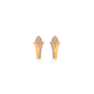 Crystal Hoop and Huggie <b>Earrings</b> <b>Set</b> in <b>Gold</b> - Product Image 3