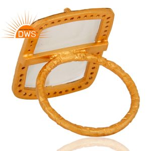 แหวนพลอยมูนสโตนสีขาว CZ และพลอยสีขาวดีไซน์ใหม่สำหรับเป็นของขวัญสำหรับผู้หญิง - Product Image 3