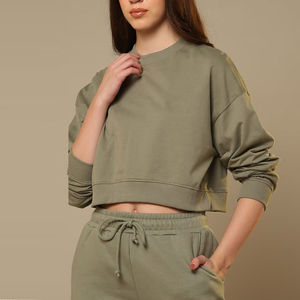 Sweat-shirt court haute performance XS pour femmes Sweat-shirt court à capuche de yoga moderne Street Fashion avec style hiver OEM - Product Image 1