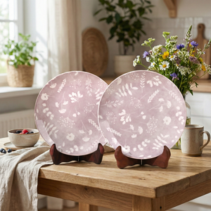 Ensemble de 6 assiettes à dîner Dahlia, 10,8 pouces, nouveau design, style nordique, fond plat, vaisselle en céramique pour les fêtes, les mariages, les hôtels - Product Image 2