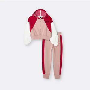 2025, superventas, último diseño, cremallera, bloque de Color, ropa de invierno para niñas pequeñas, chándal para niños, chándal cómodo - Product Image 3