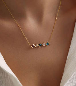 Collar de Lujo Chapado en Oro con Piedras Preciosas Multicolor y Cadena de Eslabones, Joyería Hecha a Mano para Mujer - Regalo de Boda o Compromiso - Product Image 4