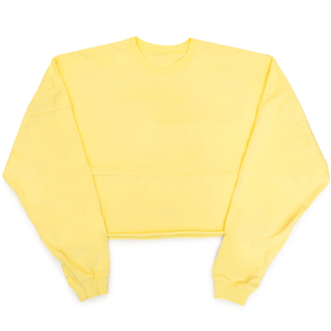 2025 nouvelles dames Crop Spirit maillots manches longues couleur unie coton maillots grande taille Style décontracté avec Logo décoration bas quantité minimale de commande - Product Image 1