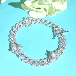 Colorless Moissanite 9mm Iced Out Hip Hop Miami <b>Butterfly</b> Cuban Link <b>Bracelet</b> In 925 Silver Luxury Bling Jewelry Wholesale Price - Product Image 5