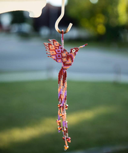 Porte-clés colibri perlé, Ornement colibri perlé, Art ethnique perlé, Colibri Huichol, Fabrication indigène - Product Image 1