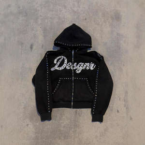 Sweat-shirt à capuche avec fermeture éclair à chaud, style rétro américain, pour hommes et femmes - Product Image 3