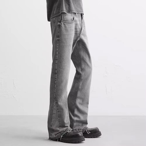 Straight Winter Knitted <b>Light</b> Denim Pants Breathable Eco-Friendly Windproof Midweight Fabric High Street <b>Letter</b> Casual - Product Image 3