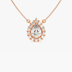 จี้เพชรทรงหยดน้ำ 1.67 กะรัต เพชรเลี้ยงในห้องปฏิบัติการ รับรองโดย IGI พร้อมกรอบเพชรทรงลูกแพร์ สร้อยคอทองคำ 14K ชุบโรเดียม ของขวัญสำหรับเจ้าสาว - Product Image 2