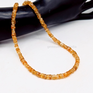 Collier de perles en forme de Heishi lisse en citrine naturelle, collier de perles en citrine avec fermoir en argent sterling 925, collier en citrine - Product Image 2