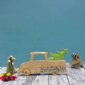 Adorno colgante de estrella de madera con recortes de estrellas y cinta roja para decoraciones navideñas - Product Image 4