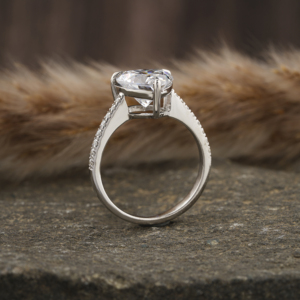 2.00 CT Lab Grown Bague de fiançailles en diamant en forme de coeur 18K or massif pavé réglage Style tendance IGI certificat cadeau pour les femmes - Product Image 3