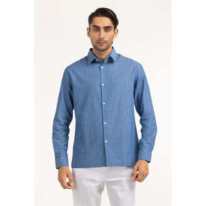 Chemises décontractées pour hommes 100 % coton rayées en popeline satinée tissée coupe ajustée teintes unies ODM pour usage professionnel - Product Image 3