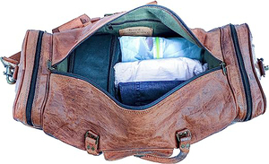 Sac de voyage en cuir véritable marron 100% pour homme, sac de sport pour week-end, sac de voyage confortable, personnalisable, utilisation quotidienne - Product Image 5