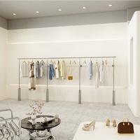 2024 acier inoxydable magasin de vêtements présentoir mur sol cintres présentoir