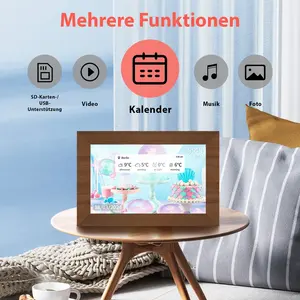 Cornice Digitale 10.1 con 6 Sensori di Movimento, 32 GB, Funzione Orologio, Formato Video MP4, Cornice in Legno, Frameo - Product Image 2