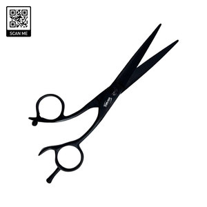 Matte Black Stainless Steel Offset Hair Cutting Scissors Ergonomic <b>Handle</b> Adjustable Tension Lightweight Barber Salon <b>Shears</b> - Product Image 3