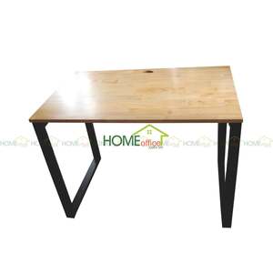 BNVCN78002-Industrial Style Rubber <b>Wood</b> <b>Table</b> 1mx60cm 25x50 Iron Legs Resin <b>Top</b> Expandable for Home Bar Office Assembly Required - Product Image 3