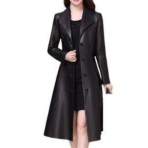 เสื้อโค้ทหนังผู้หญิงแฟชั่นฤดูหนาว ดีไซน์ยาวทันสมัย เนื้อผ้านุ่ม สวมใส่สบายๆ - Product Image 1