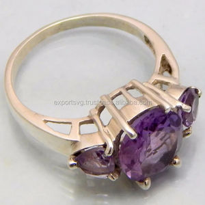 Anillo de Bodas de estilo clásico de Plata de Ley 925 certificado para mujer Adorable piedra preciosa de cuarzo amatista certificado CMA - Product Image 2