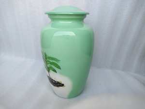 Urna de cremación para adultos con Árbol de la vida verde de aluminio para cenizas humanas, urna funeraria cremada, urna moderna para adultos de 200 pulgadas cúbicas - Product Image 4