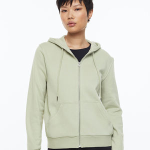 Sudadera con Capucha Lisa de Alta Calidad al por Mayor, Sudadera con Cremallera Completa de Felpa Gruesa, Logotipo Personalizado, 100% Algodón para Mujer, Secado Rápido, Ropa Urbana - Product Image 1