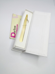 Pinzas para cejas inclinadas chapadas en oro mate, herramienta cosmética personalizada, Etiqueta Privada, caja de Tarjeta blanca Individual, pinzas para cejas de embalaje - Product Image 2