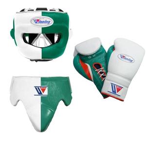 Ensemble de boxe d'entraînement de haute qualité en cuir de vache véritable avec protège-tête complet, protège-aine, personnalisé, Winning MI-BGS-03 - Product Image 1