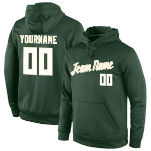 Sudadera con capucha deportiva blanca y verde cosida personalizada - Product Image 1