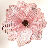 Grand Lustre Italien Vintage de Murano Soufflé Art Rose Feuille Lustre en Verre Luminaires pour Haut Plafond Hall d'Hôtel