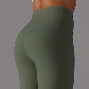 Pantalones cortos de yoga para gimnasio sin costuras de cintura alta para mujer, pantalones cortos de entrenamiento ajustados con logotipo personalizado de catión, cintura elástica sólida - Product Image 6