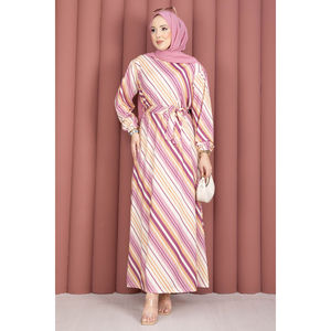 Vestido Casual con Estampado Floral Rosa, Cinturón, Ropa Sostenible de Alta Calidad para Graduación, Transpirable, con Volantes Naturales - Product Image 4