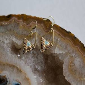 Pendientes con estampado geométrico hechos a mano, pendientes con cuentas chapados en oro de latón, joyería para mujeres y niñas, ropa para fiesta de boda - Product Image 1