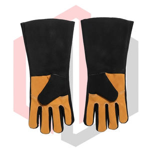 Chrome Leather <b>Welding</b> Gloves Black Protection Anti-Static Mig Tig <b>Stick</b> BBQ Grill Fireplace Tear-Resistant 11 oz Knit Wrist - Product Image 5