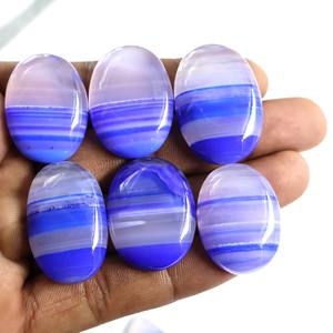Wholesale Natural <b>Blue</b> Banded Agate Cabochon Various <b>Crystal</b> Forms Loose Gemstones Oval Cut of Mixed Shape and Size Agate Lot - Product Image 3