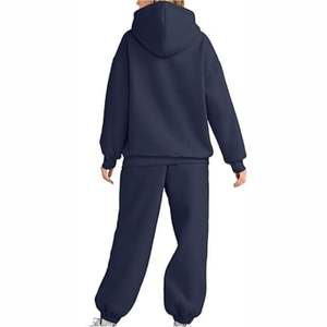 Ensemble de survêtement pour femme, hiver, uni, à capuche, grande taille, léger, vêtements de sport, jogging, pantalon de survêtement, deux pièces, respirant - Product Image 2