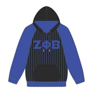 Zeta Phi Beta Noir Corps Bleu Raglan Pinstripes Pull À Capuche Grec Sorority Apparel Personnalisé Divine Nine HBCU Vêtements - Product Image 2