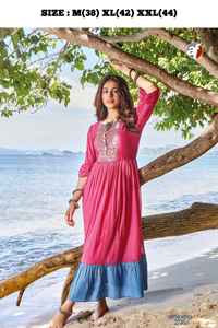 Vêtements ethniques modernes à la mode robe de travail en beau coton avec broderie et miroir à vendre vente chaude - Product Image 2