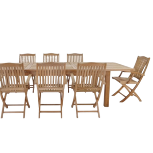 Meubles : un ensemble de tables et de chaises en teck au style moderne, adaptés à une utilisation en extérieur, durables et anti-fongiques - Product Image 4