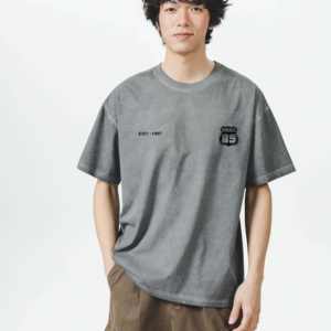 เสื้อยืดแขนสั้นผู้ชายสไตล์วินเทจ ย้อมสีฟอกสี ทำจากผ้าฝ้ายออร์แกนิคถักน้ำหนัก 220 กรัม สไตล์สตรีทแวร์ รับผลิตตามสั่ง ขายส่ง - Product Image 1