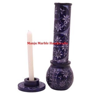 Quemador de incienso curvo a mano de esteatita y soporte de palo para regalo religioso hindú - Product Image 2