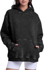 2025 meilleur Design femmes surdimensionné Vintage lavage à l'acide coton polaire à capuche pour les femmes en gros personnalisé à capuche personnalisé pour unisexe - Product Image 2