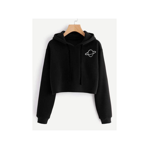 2026 New Girls Cotton <b>Fleece</b> Pullover Crop Top Breathable <b>Oversized</b> <b>Hoodie</b> Custom Front Design Fashionable Solid Color Autumn - Product Image 4