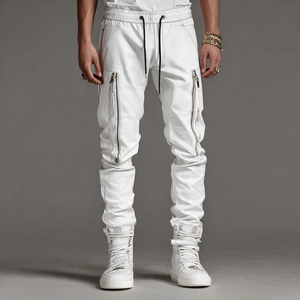 Pantalones de motociclista de cuero PU para hombre, pantalones ajustados de cuero para motocicleta, pantalones para montar en motocicleta para hombre - Product Image 1