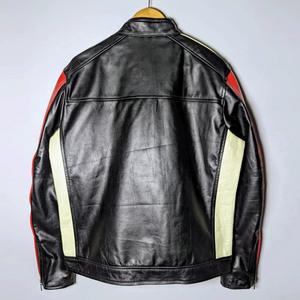 Men's Red & Black Racing Genuine Cowhide Leather Racing Motorbike Jacket CE Armours Protections Motorcycle Jacket For Men - Product Image 2