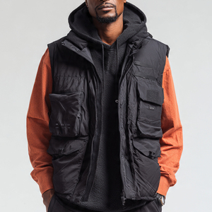 Chaleco Acolchado Negro Brillante para Hombre, Ropa de Calle de Invierno, Chaleco Sin Mangas Extra Grande, Chaleco Acolchado de Moda Masculina, Chaleco Acolchado de Burbujas - Product Image 4