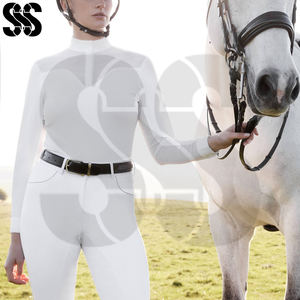 Chemises d'équitation pour femmes de qualité supérieure légères, ajustement confortable, tissu respirant, absorbant la transpiration pour les sports équestres - Product Image 4